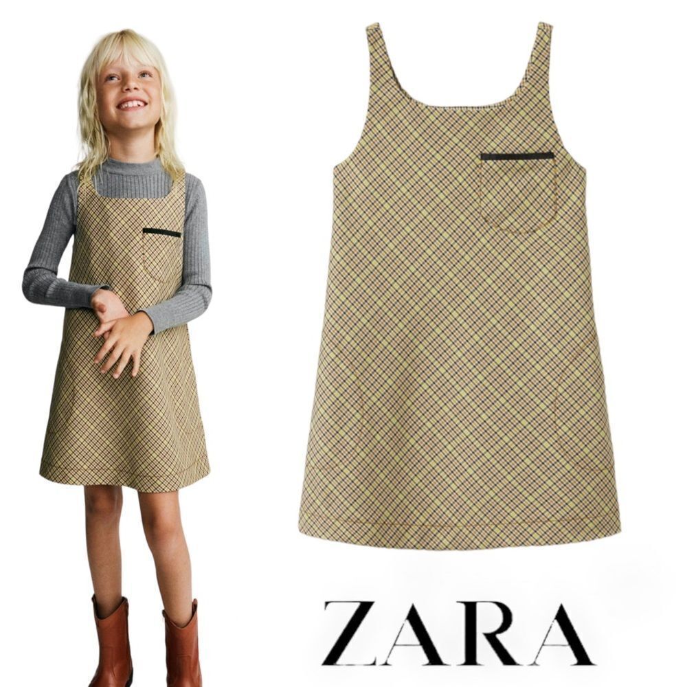 ZARA Kids | Natural | CONTRAST POCKET PINAFORE DRESS